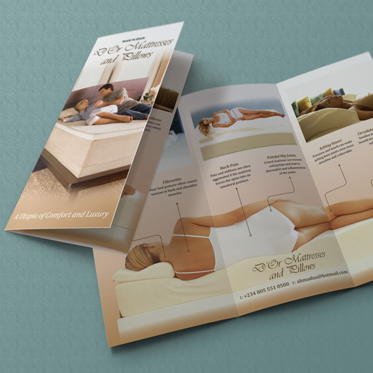Mattress and pillow trifold leaflets